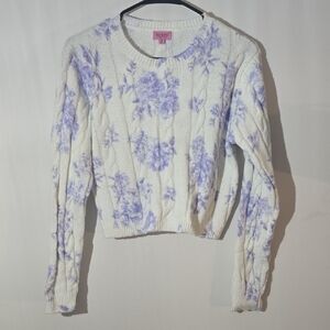 Miami Cropped Cream and Lavender Knit Top